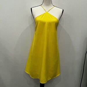 Essue Yellow Satin Strap Dress